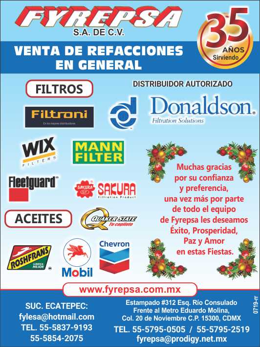 Venta de Refacciones en General. Distribuidor Autorizado de Donaldson. Filtros Aceites Venta de Refacciones en General. Distribuidor Autorizado de Donaldson. Filtros Aceites