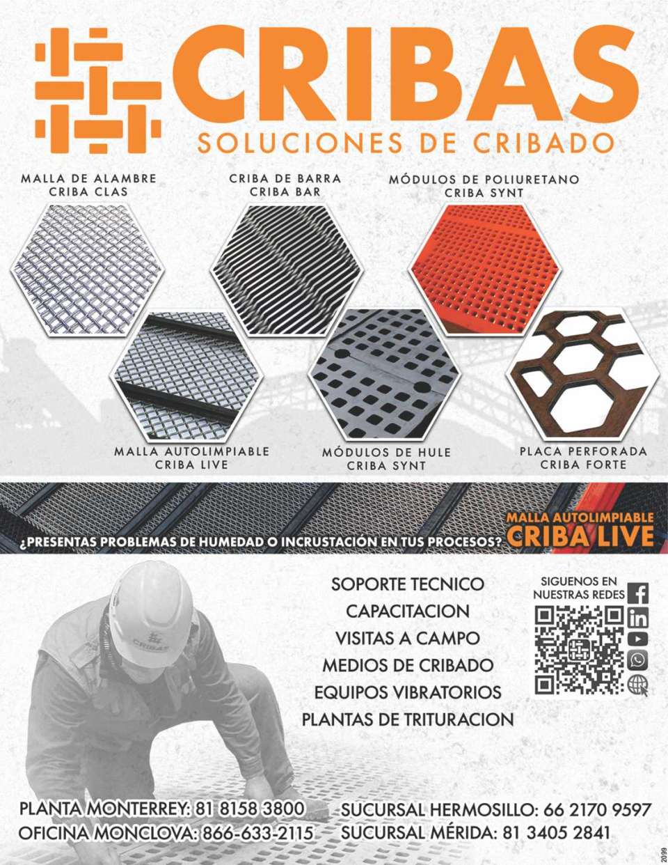Cribas y Productos Metalicos, soluciones en cribado, tenemos cribas de alambre, modulos sinteticos, placa perforada, cribas de barra, equipos vibratorios, criba-live (autolimpiables). Cribas y Productos Metalicos, soluciones en cribado, tenemos cribas de alambre, modulos sinteticos, placa perforada, cribas de barra, equipos vibratorios, criba-live (autolimpiables).