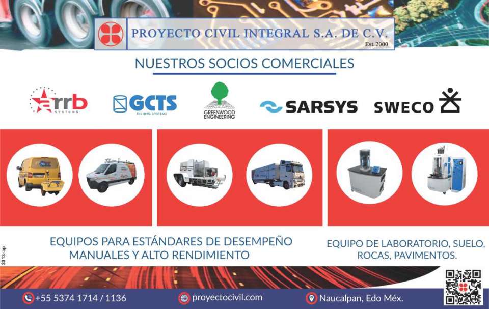 Equipo de Laboratorio, Suelo, Rocas y Pavimentos. Equipos para estandares de desempeño manuales y alto rendimiento. Servicios de consultoria, enfocados al desarrollo de Estudios y Proyectos.