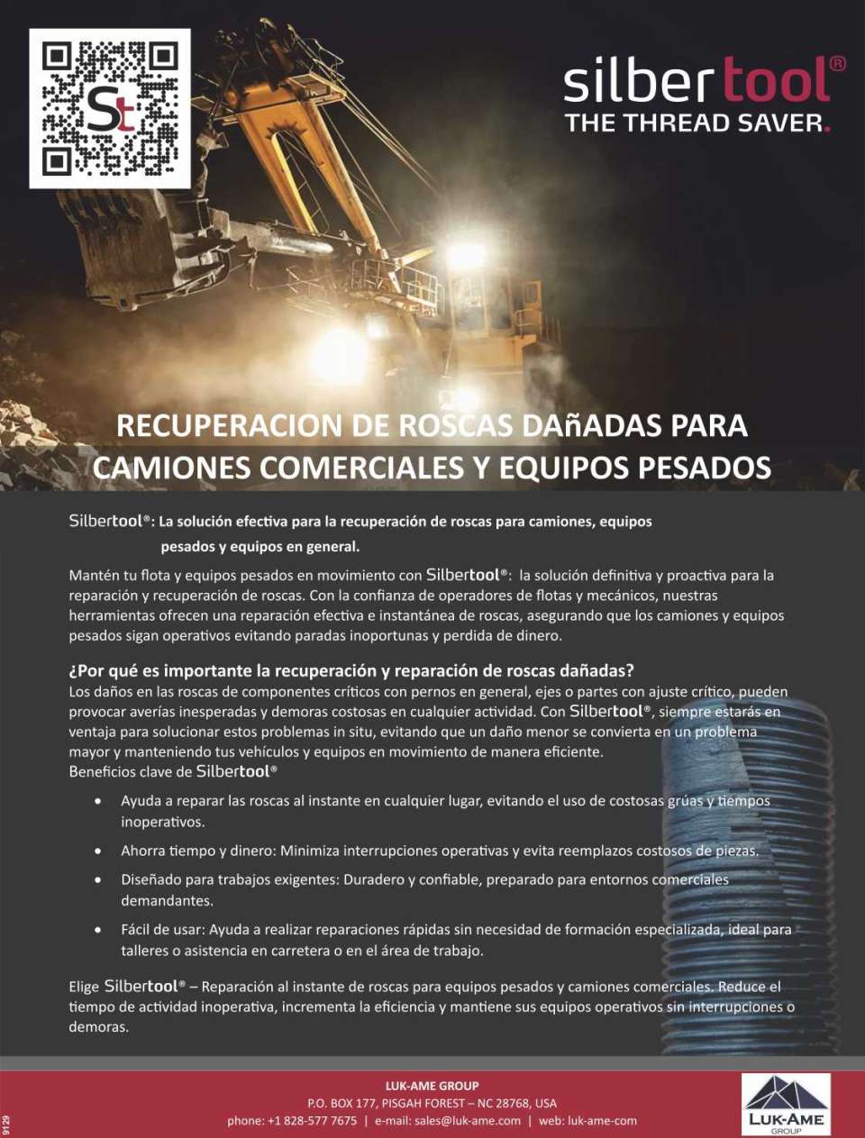Reparacion al instante de Roscas para Equipos Pesados y Camiones. Reduce el tiempo de actividad inoperativa, incrementa la eficiencia y mantiene sus equipos operativos sin interrupciones o demoras. Reparacion al instante de Roscas para Equipos Pesados y Camiones. Reduce el tiempo de actividad inoperativa, incrementa la eficiencia y mantiene sus equipos operativos sin interrupciones o demoras.