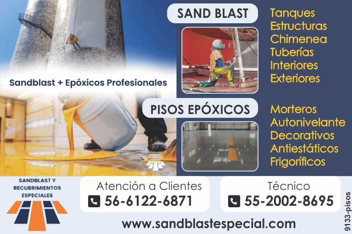 Pisos Epoxicos: Morteros, Autonivelante, Decorativos, Antiestaticos, Frigorificos. Servicio SandBast: Tanques, Estructuras, Chimeneas, Tuberias, Interiores, Exteriores. Pisos Epoxicos: Morteros, Autonivelante, Decorativos, Antiestaticos, Frigorificos. Servicio SandBast: Tanques, Estructuras, Chimeneas, Tuberias, Interiores, Exteriores.